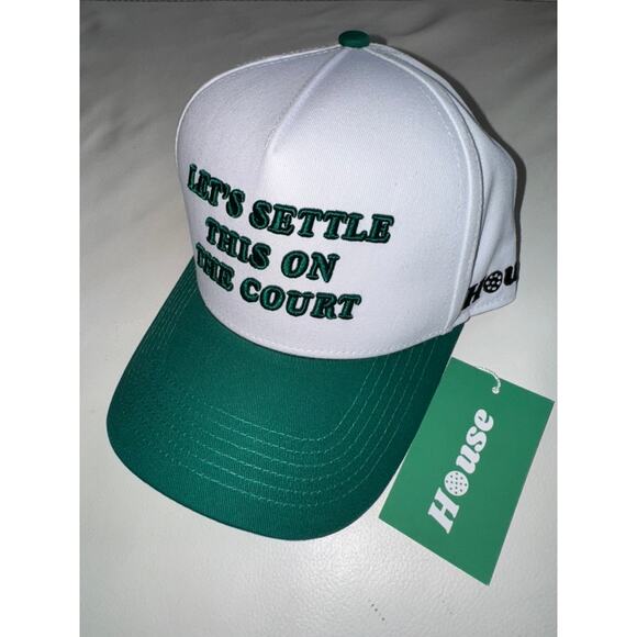 Let’s Settle This on the Court" House Snapback Hat Green/White - Picture 1 of 2